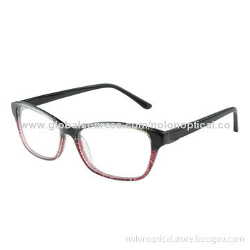 Acetate Optical Frame with Two Tone Color, Black/Red